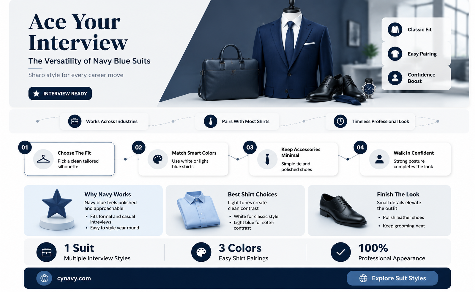 can you wear a navy blue suit to an interview