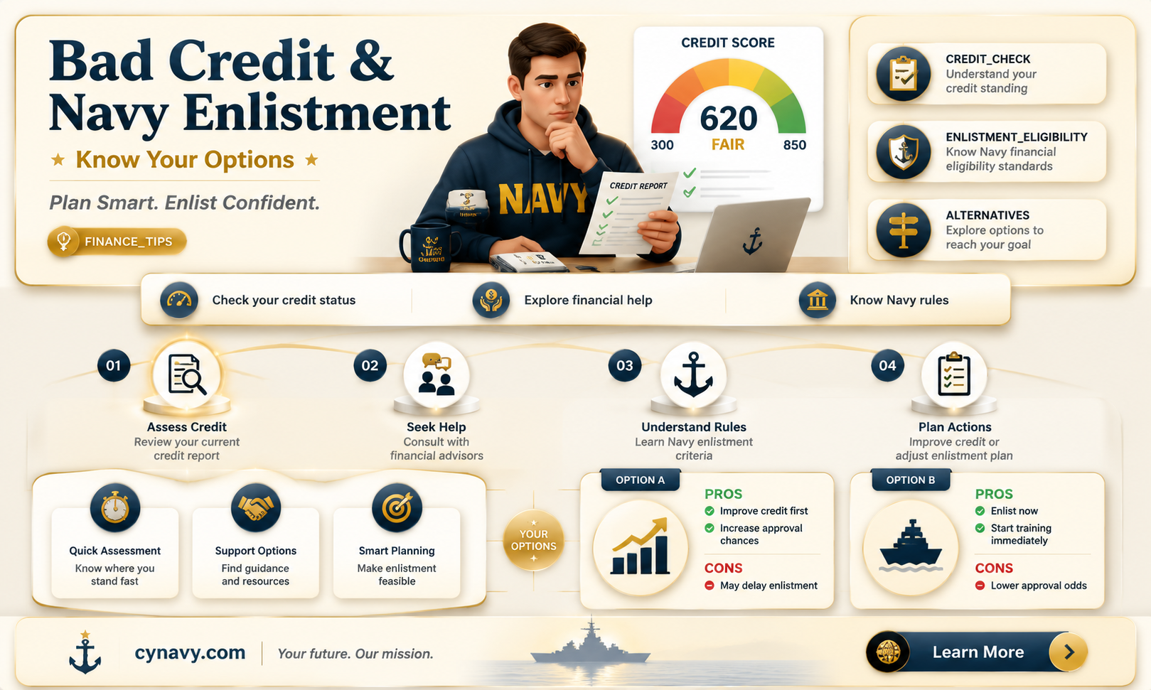 can a oerson get in navy with bad cred