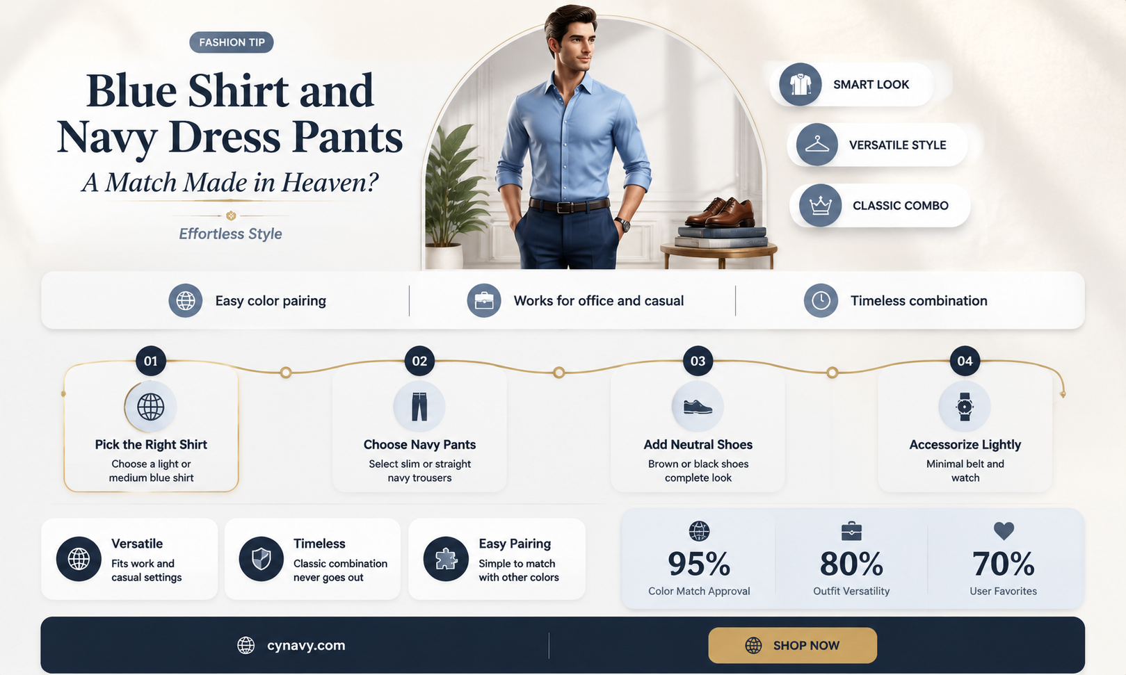 can you wear a blue shhirt wit navy dresspants