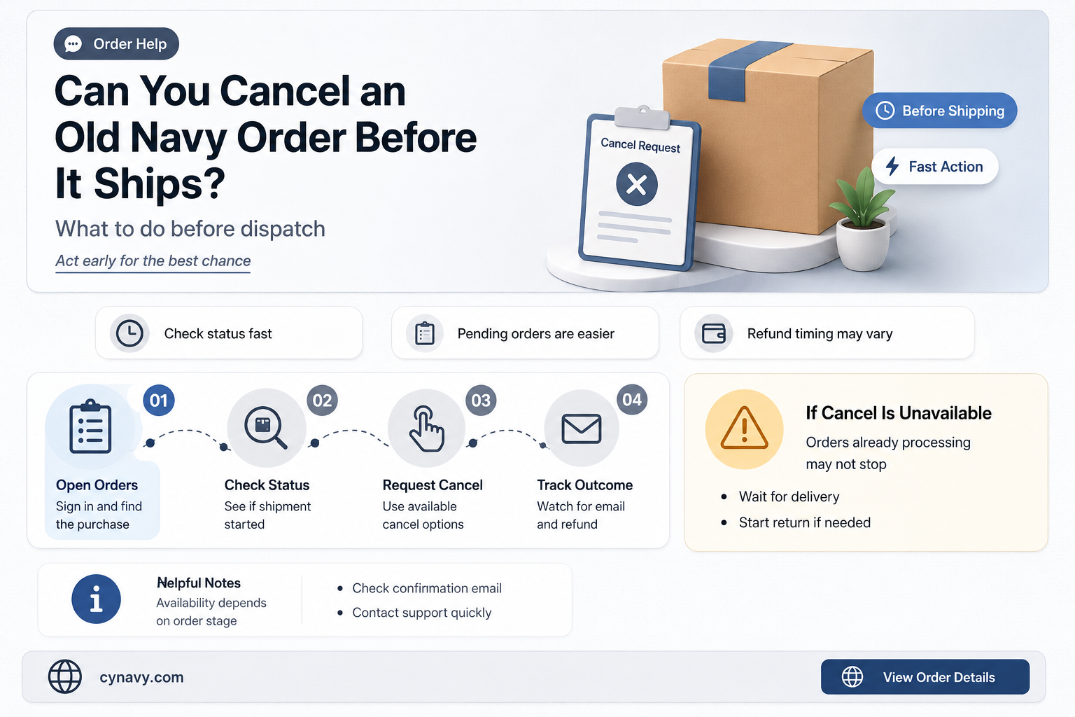 can you cancel an old navy order before it ships