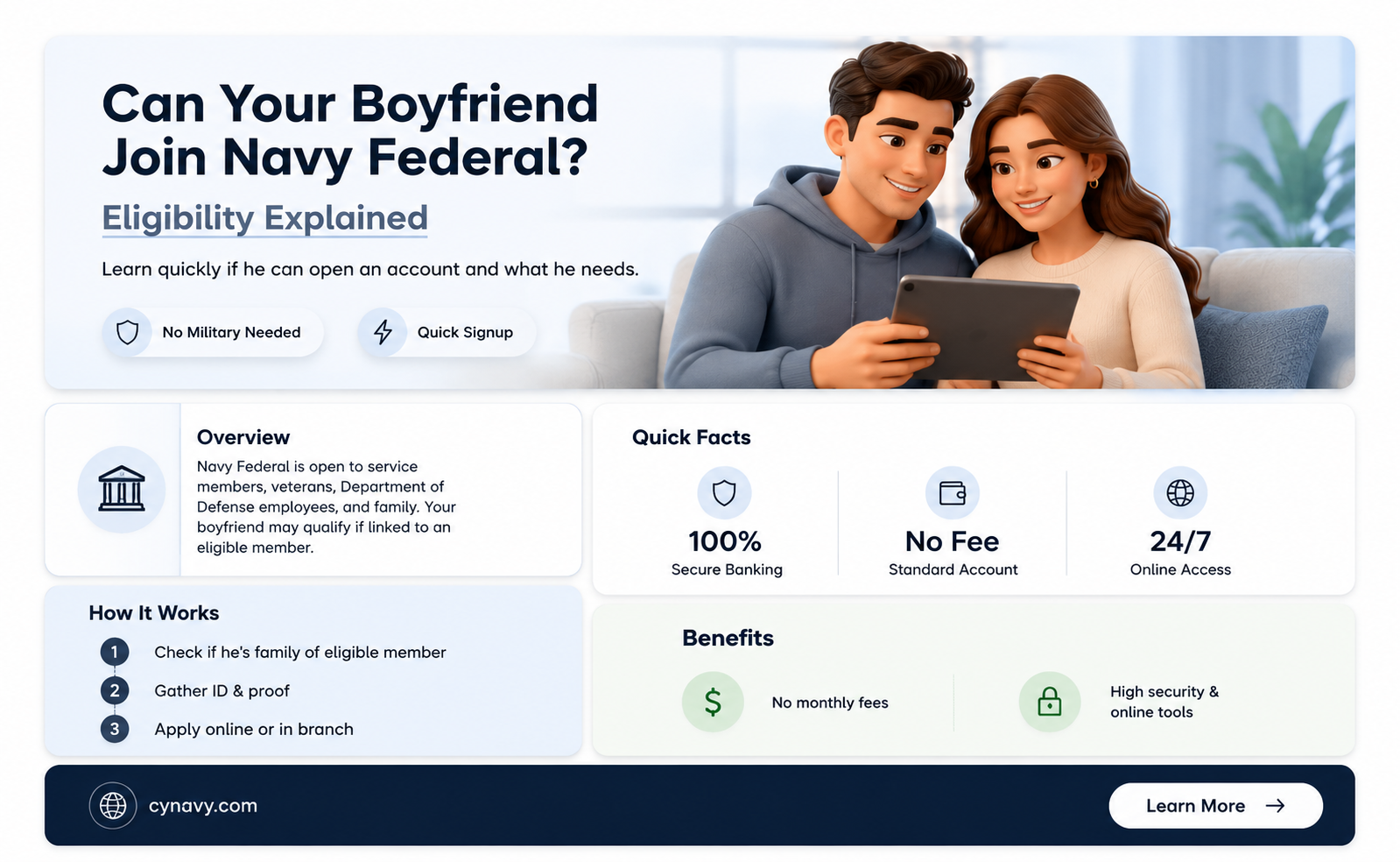can i get my boyfriend a navy federal account