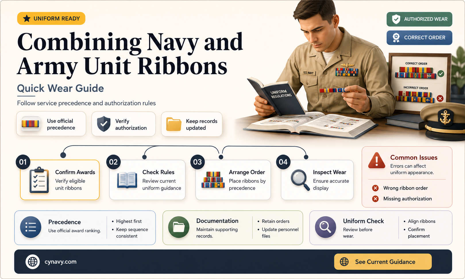 can you wear navy unit ribbons with army unit ribbons