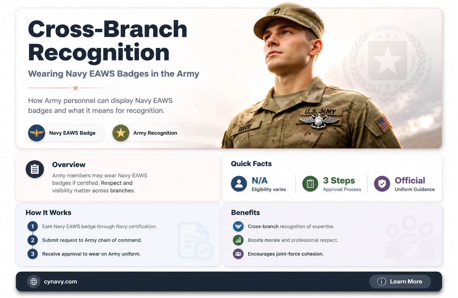 can i wear navy eaws badge in army