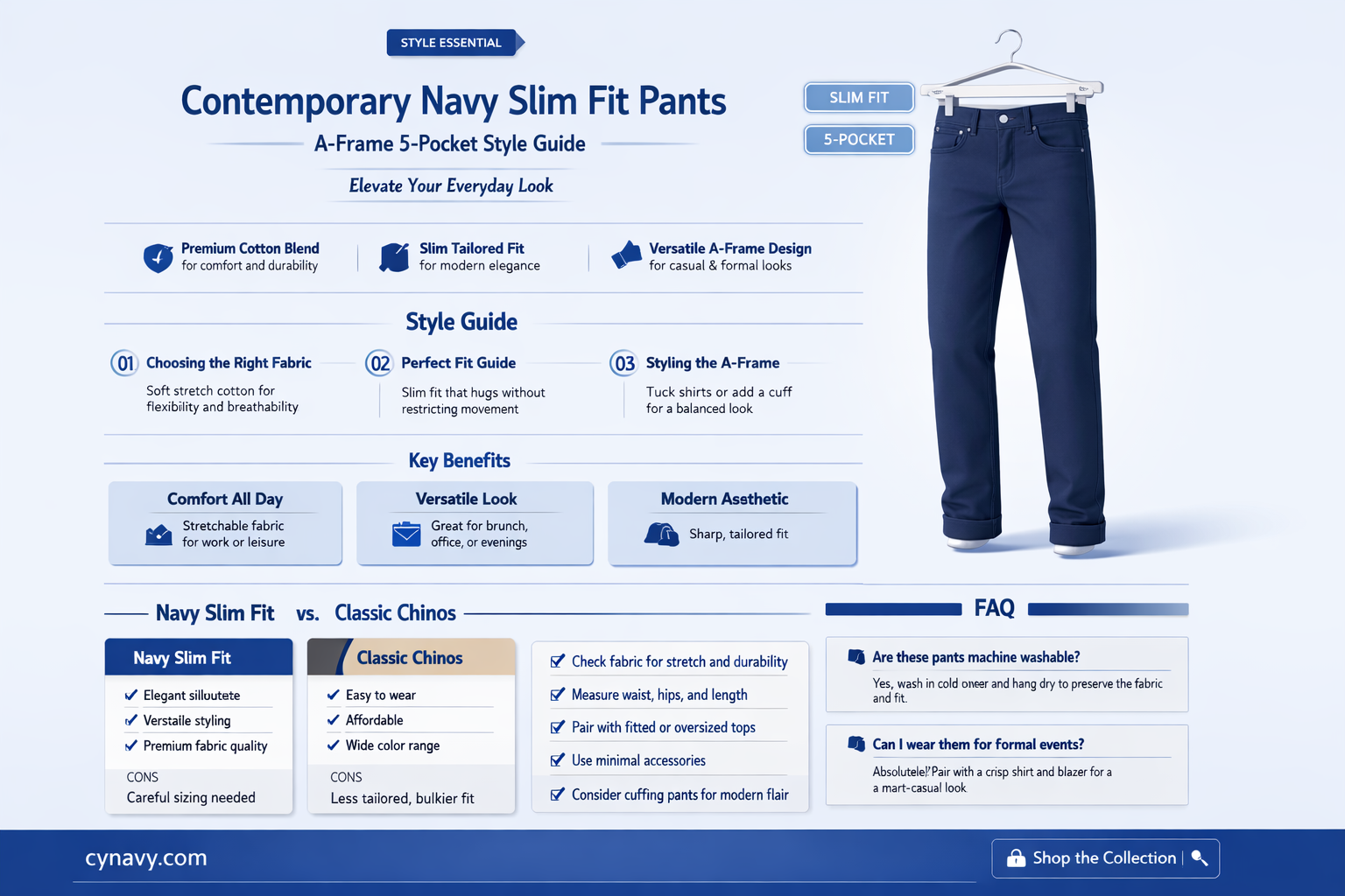 a-frame contemporary 5 pocket slim fit pant navy