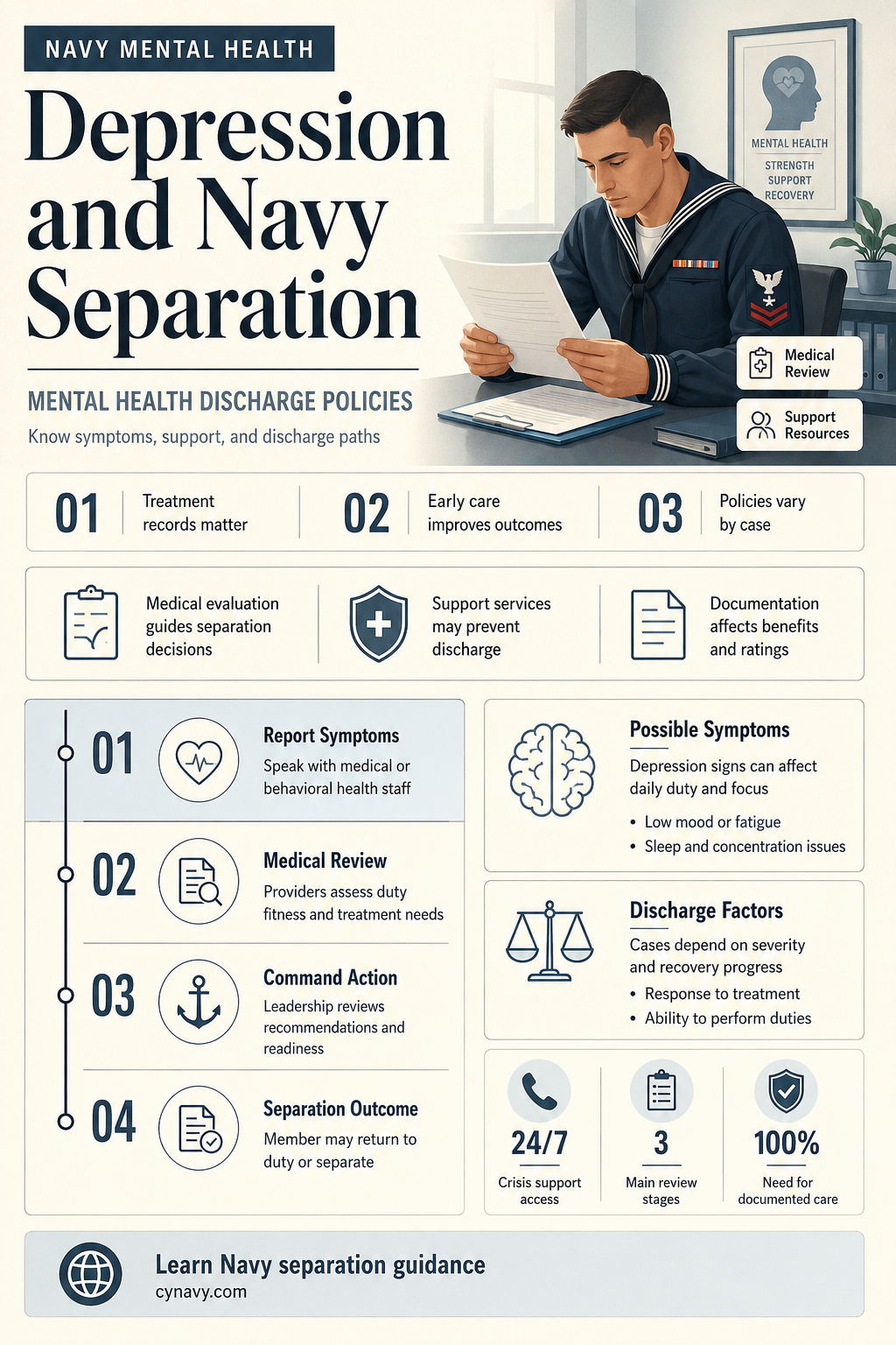 can you get seperated from navy for depression