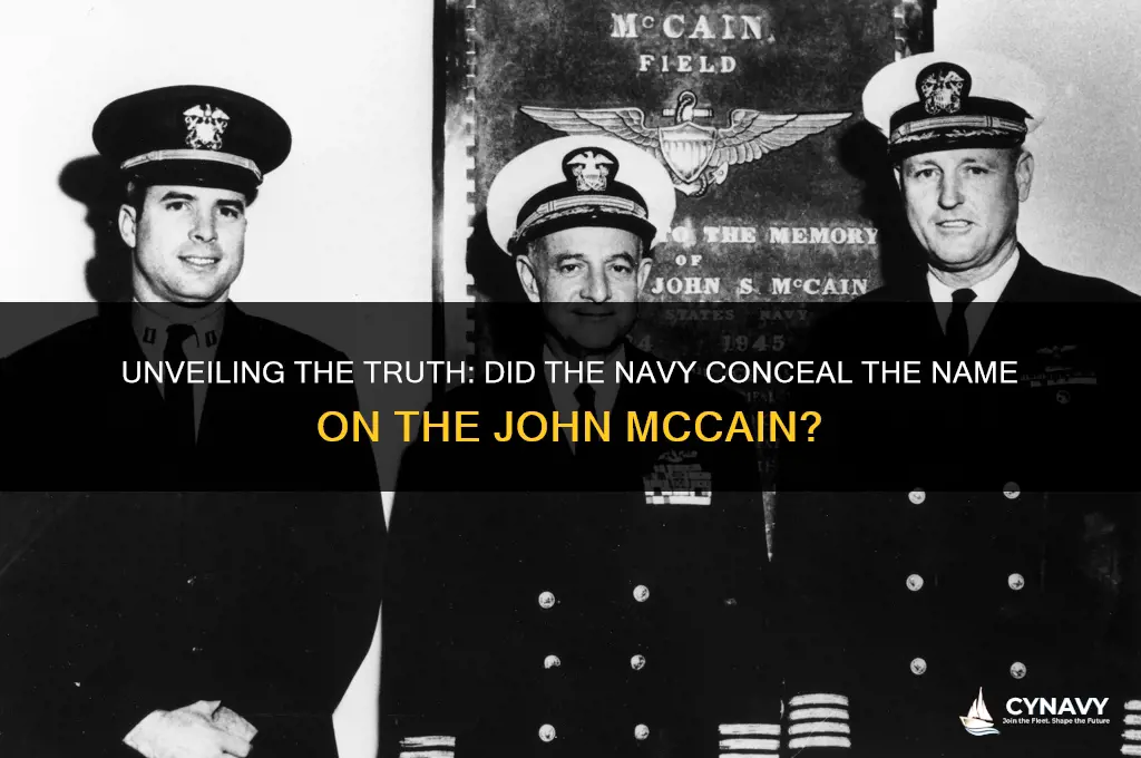 did the navy cover the name on the john mccain