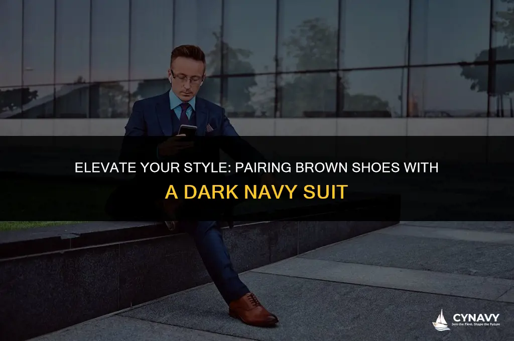 do brown shoes go with a dark navy suit