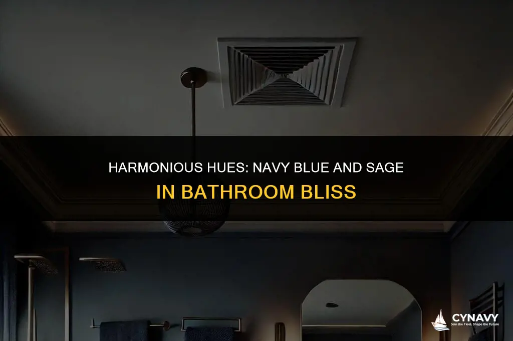 do navy blue and sage go together in a bathroom