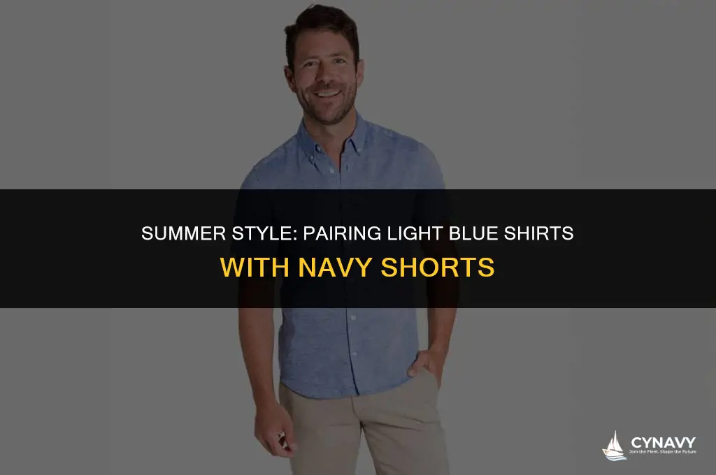 does a light blue shirt go with navy shorts