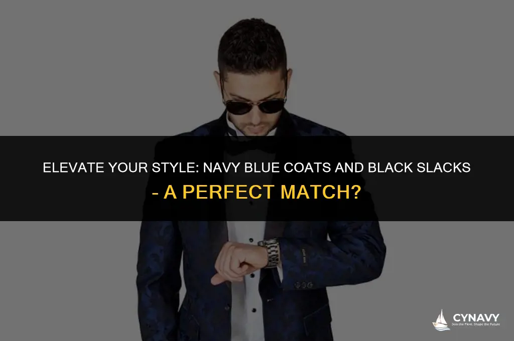 does a navy blue coat go with black slack