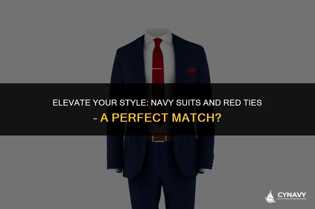 does a navy suit go with red tie