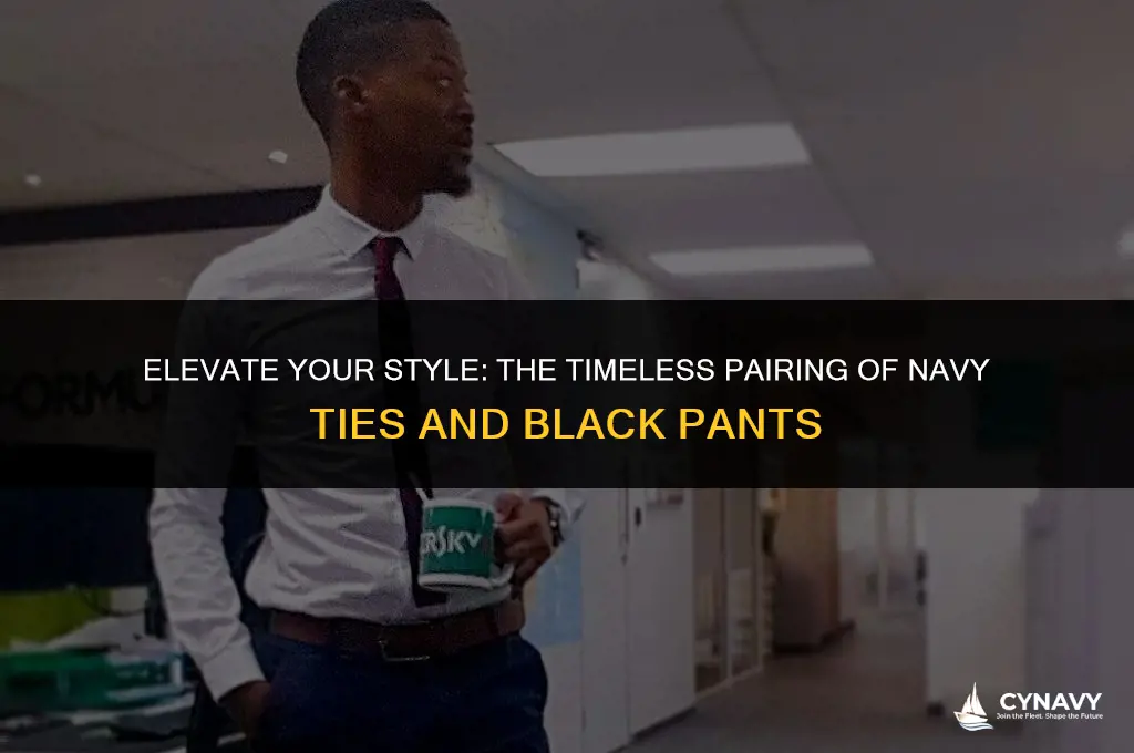 does a navy tie go with black pants