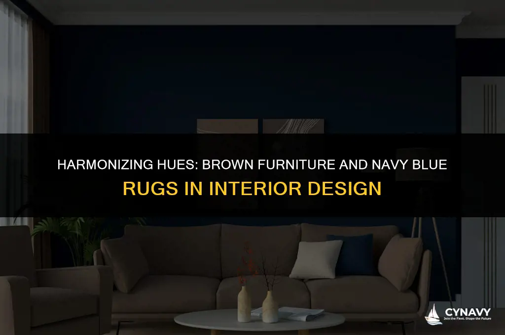 does brown furniture go with a navy blue rug