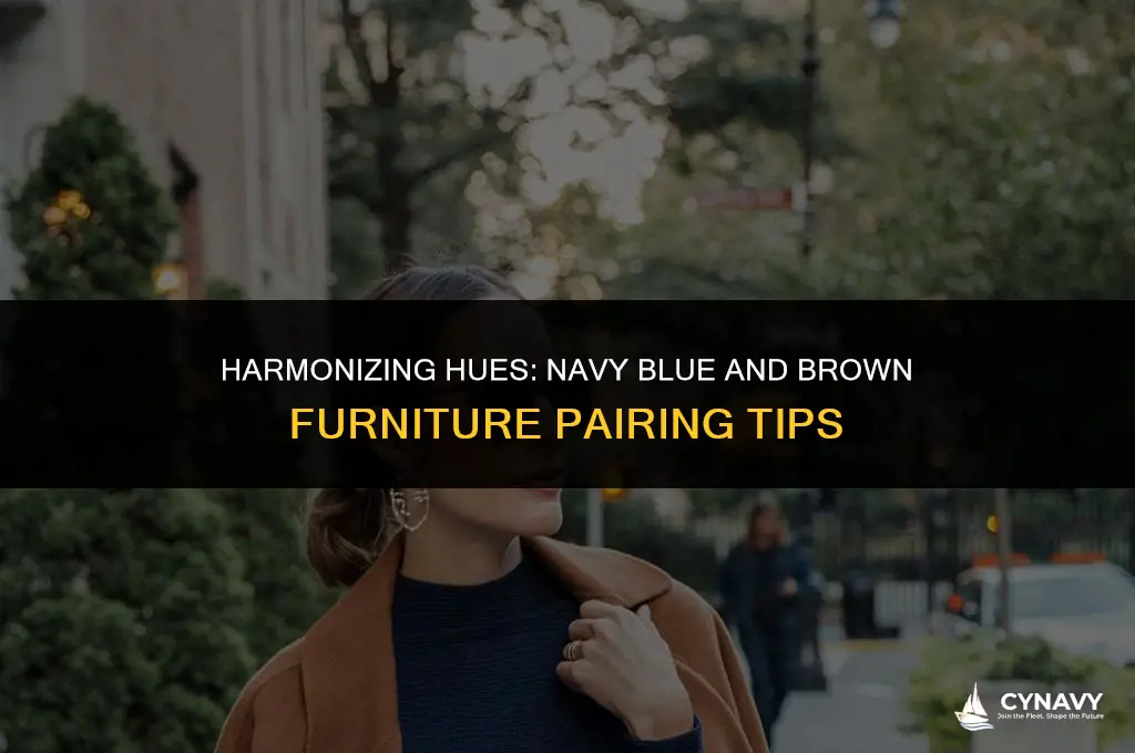 does navy blue go with brown furniture