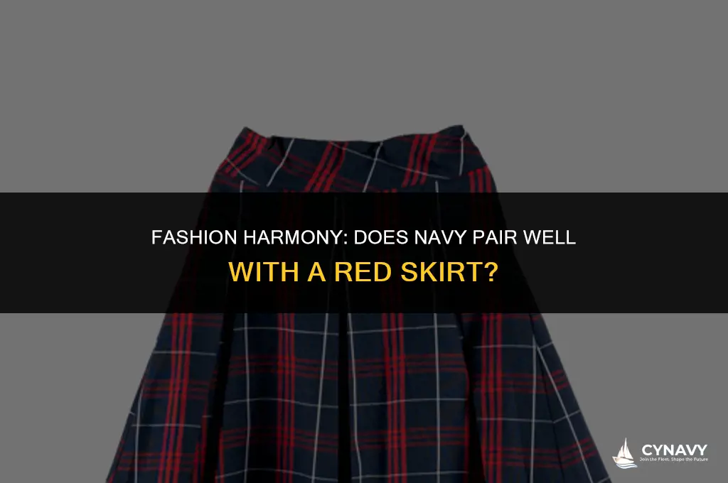 does navy go with red skirt