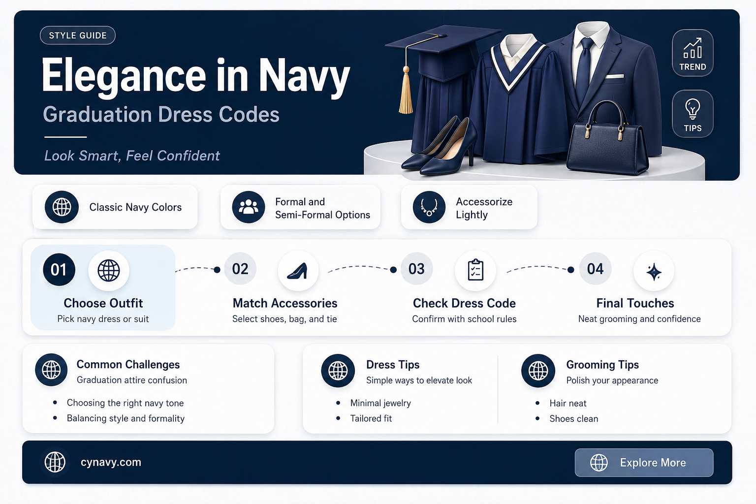 can you wear navy blue dress for graduation