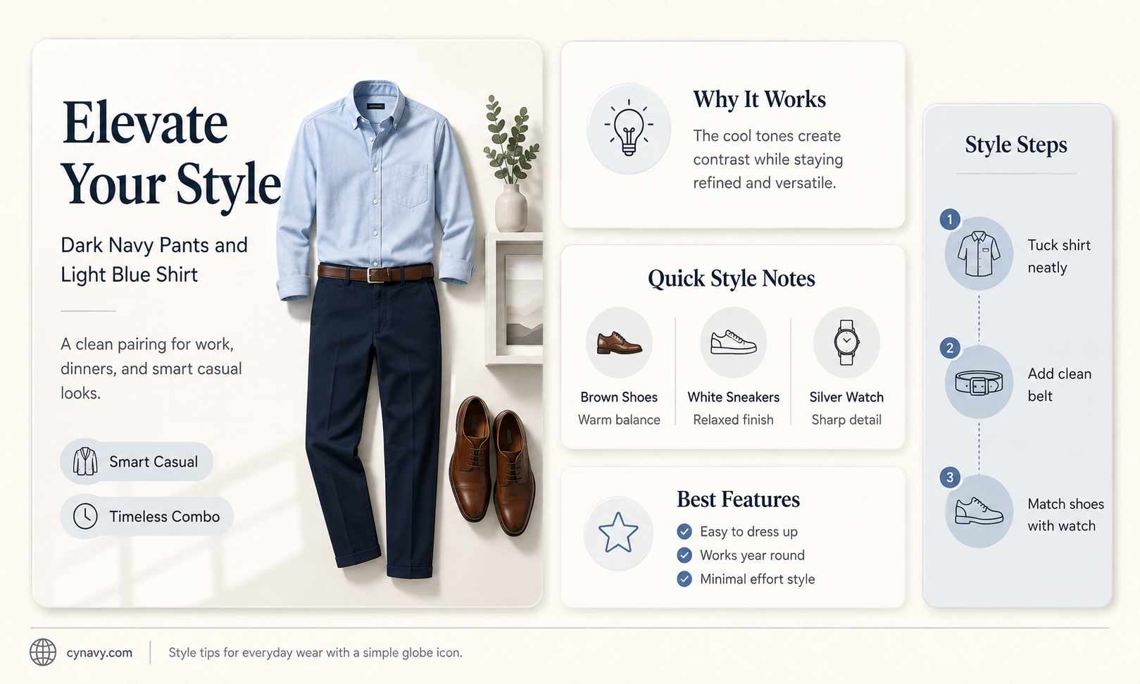 can you wear dark navy pants with light blue shirt