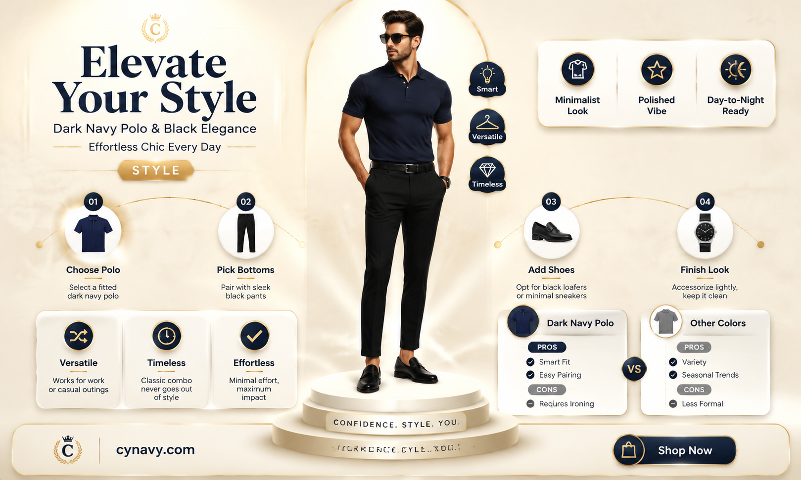 can i wear dark navy polo and black