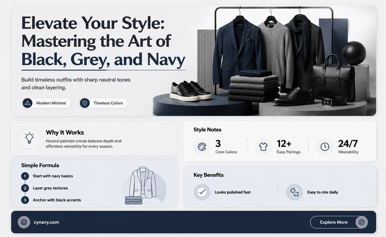 can you wear black grey and navy together