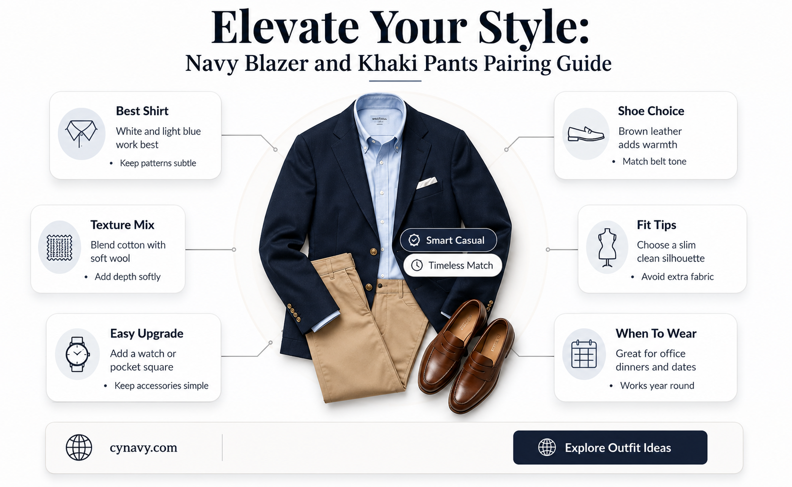 can you wear a navy blazer with khaki pants