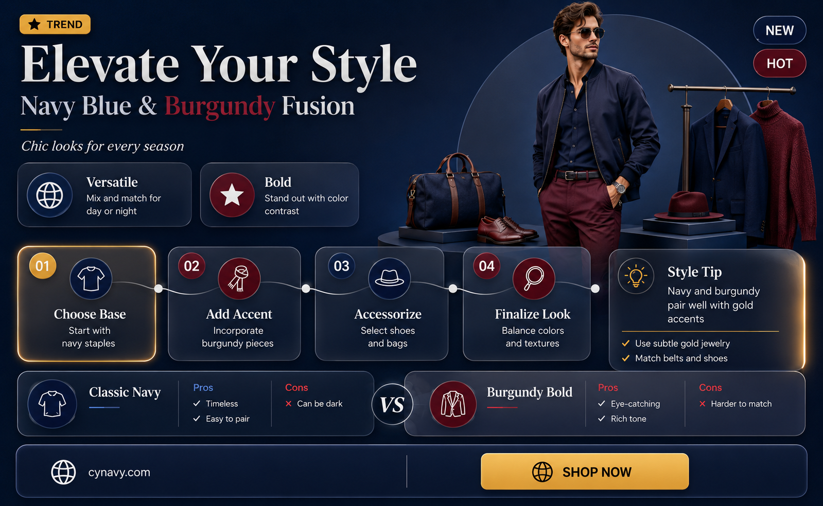can you wear navy blue and burgundy