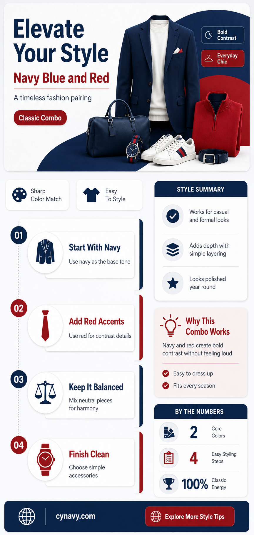 can you wear navy blue with red