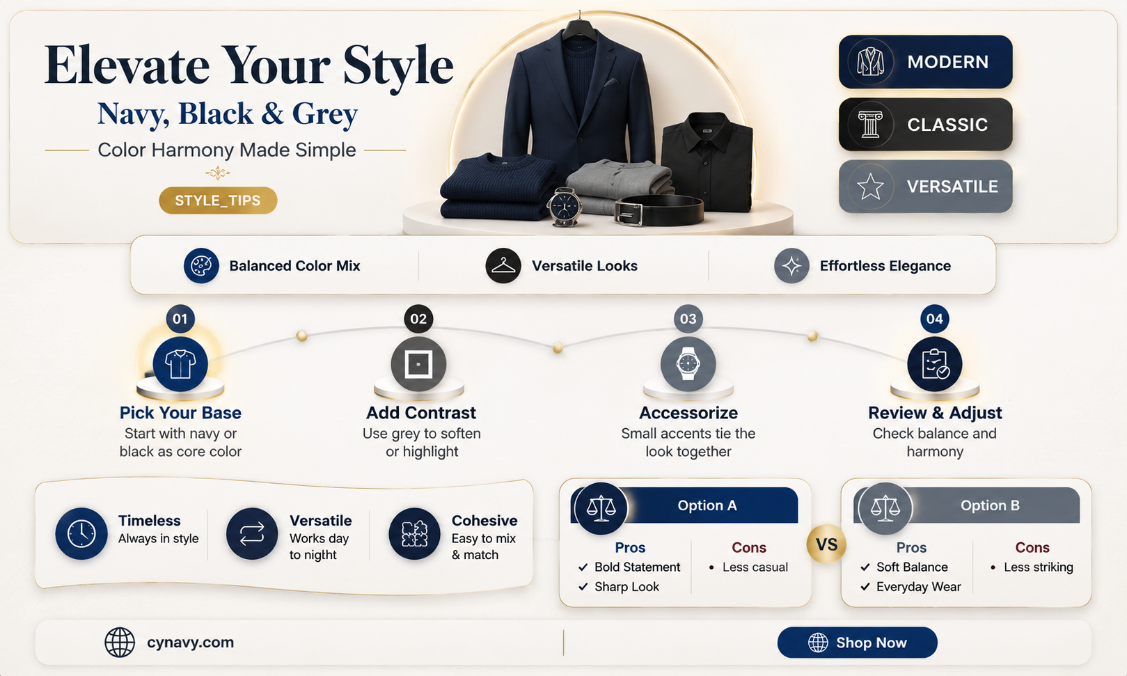 can navy blue go with black and grey