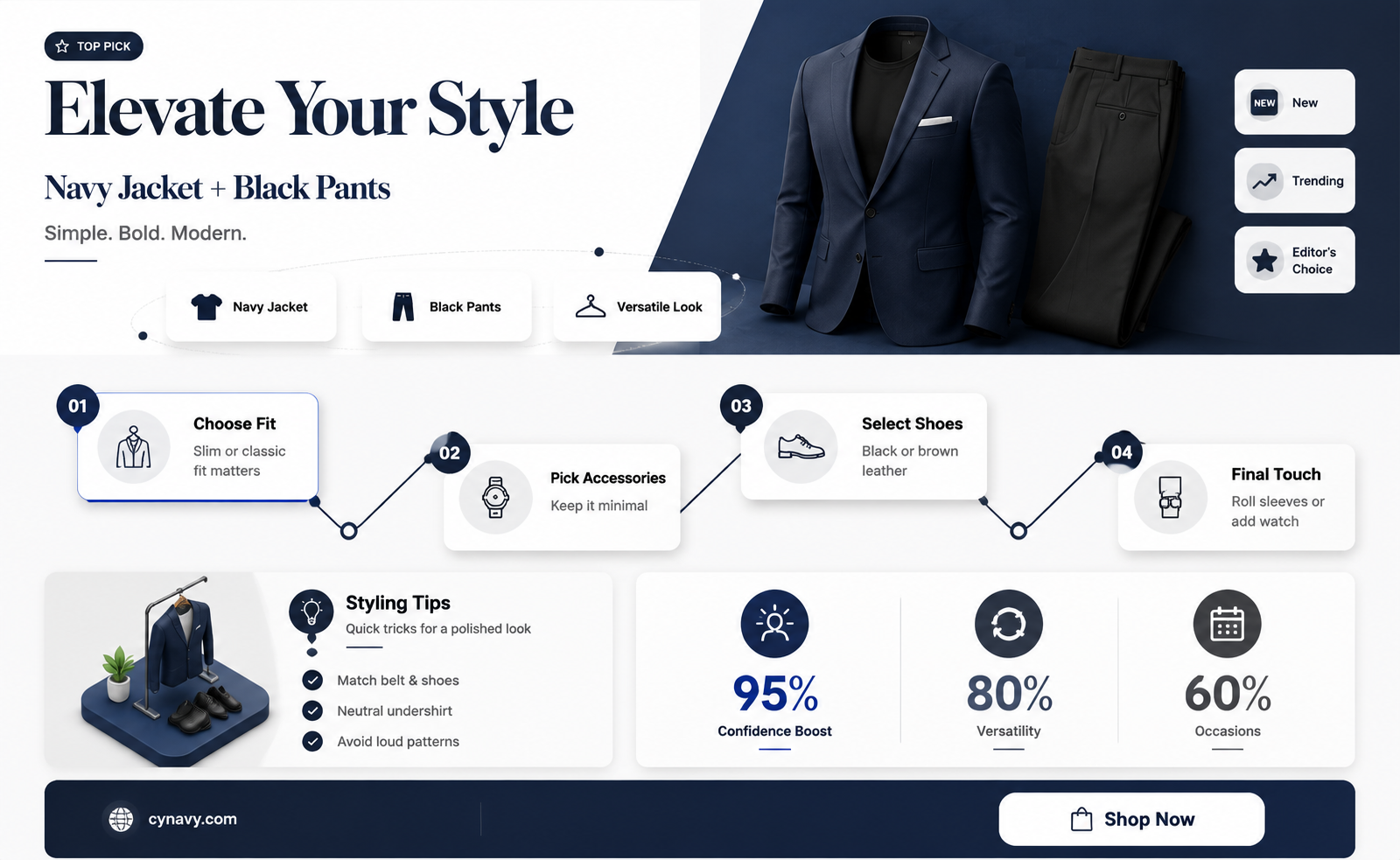 can i wear a navy blue jacket with black pants