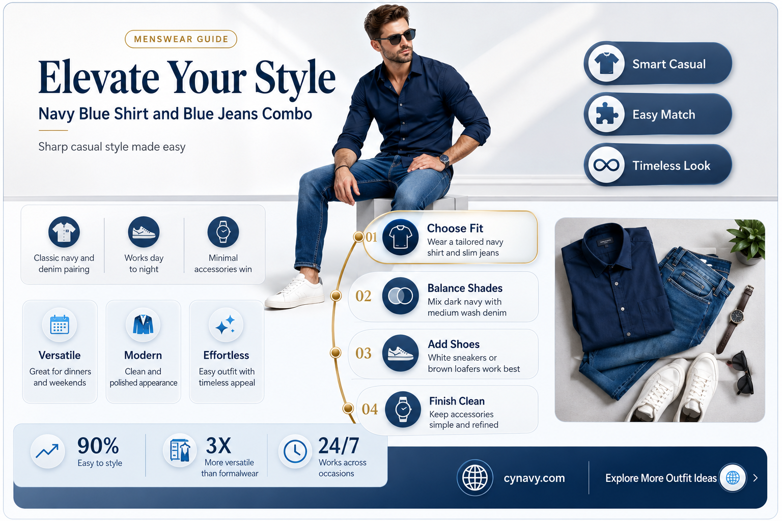 can you wear a navy blue shirt with blue jeans