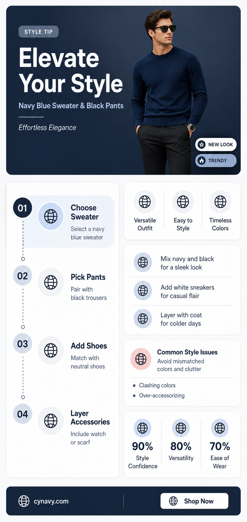 can you wear a navy blue sweater with black pants