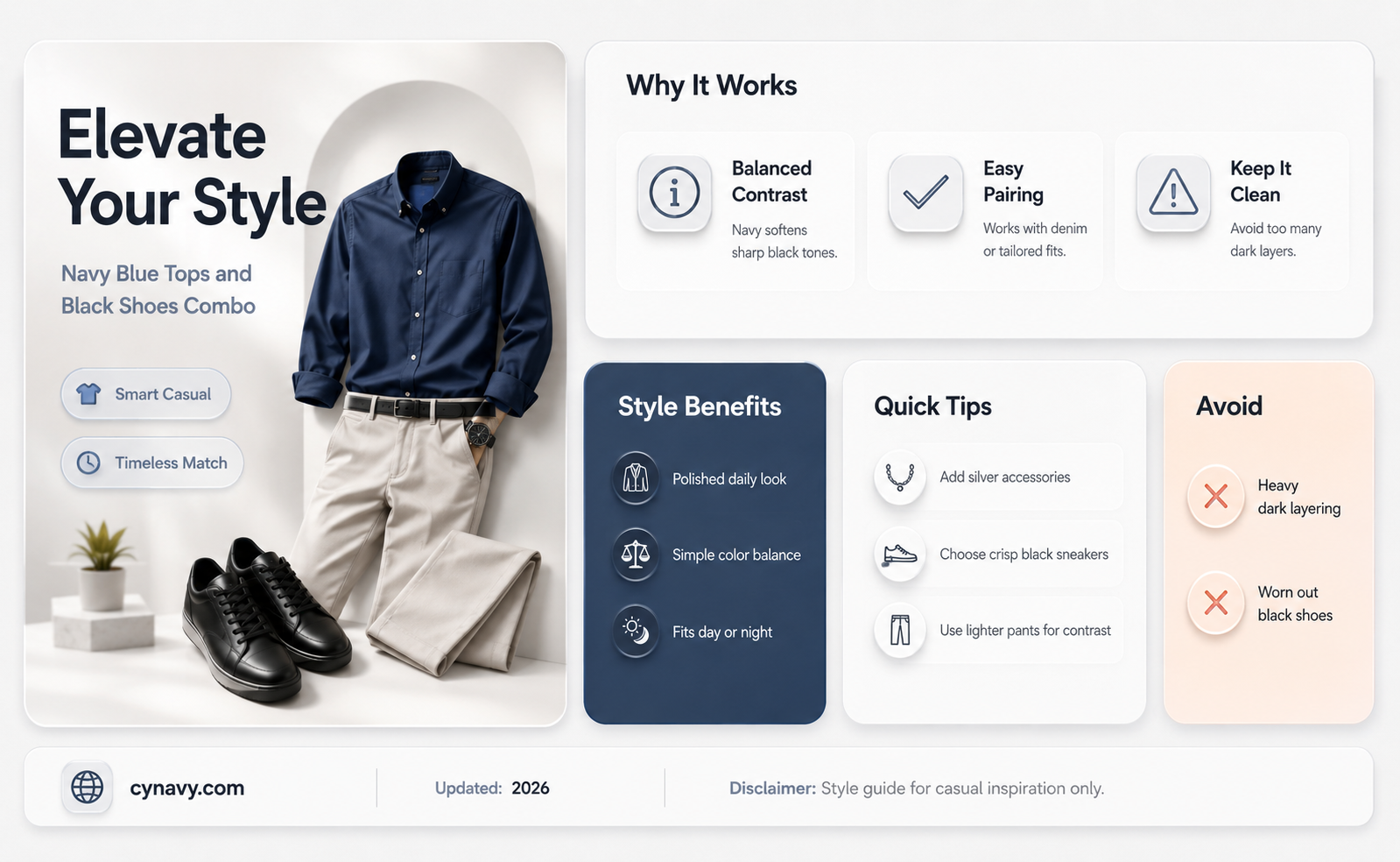 can you wear a navy blue top with black shoes