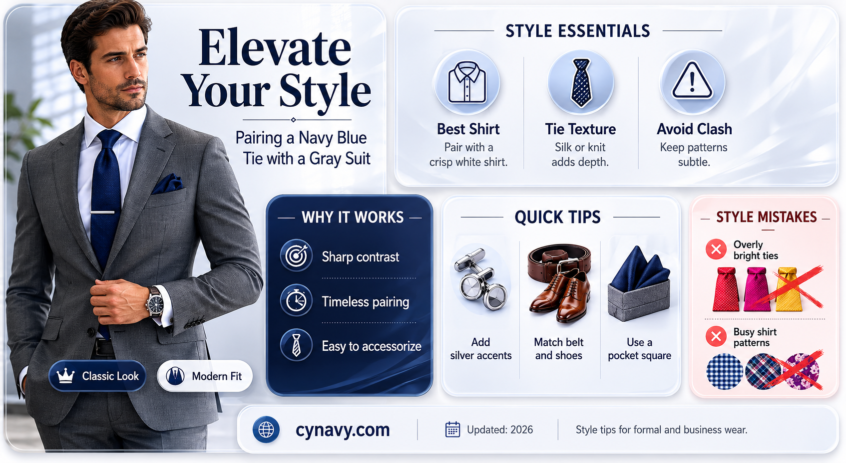 can wear navy blue tie with a gray suit