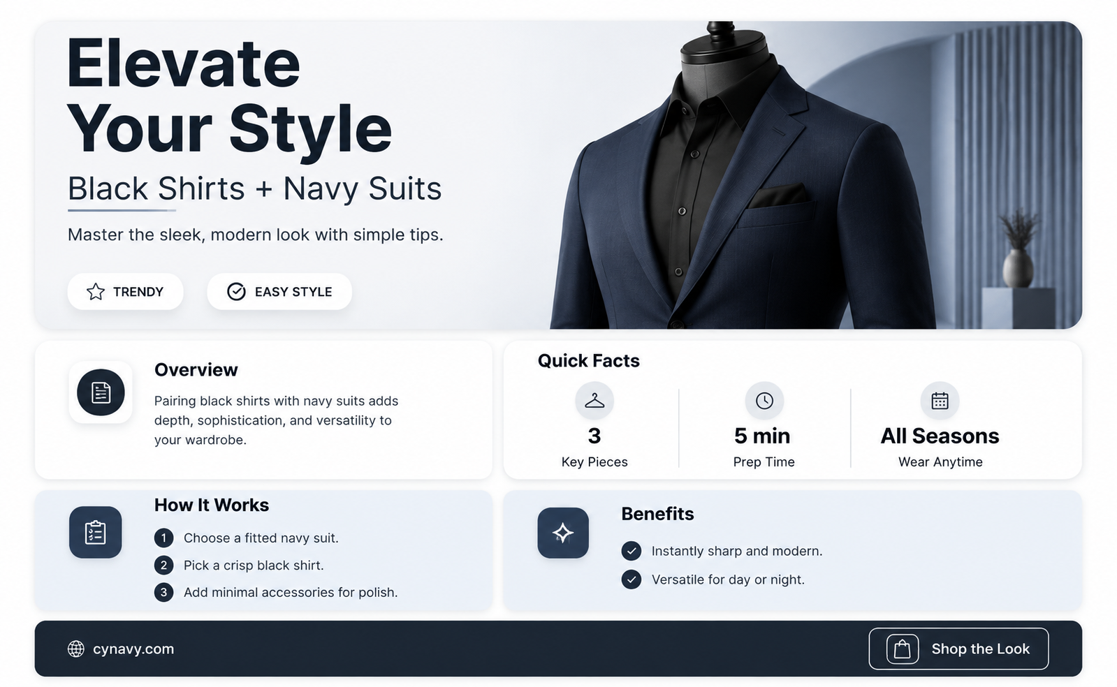 can i wear a black shirt with navy suit