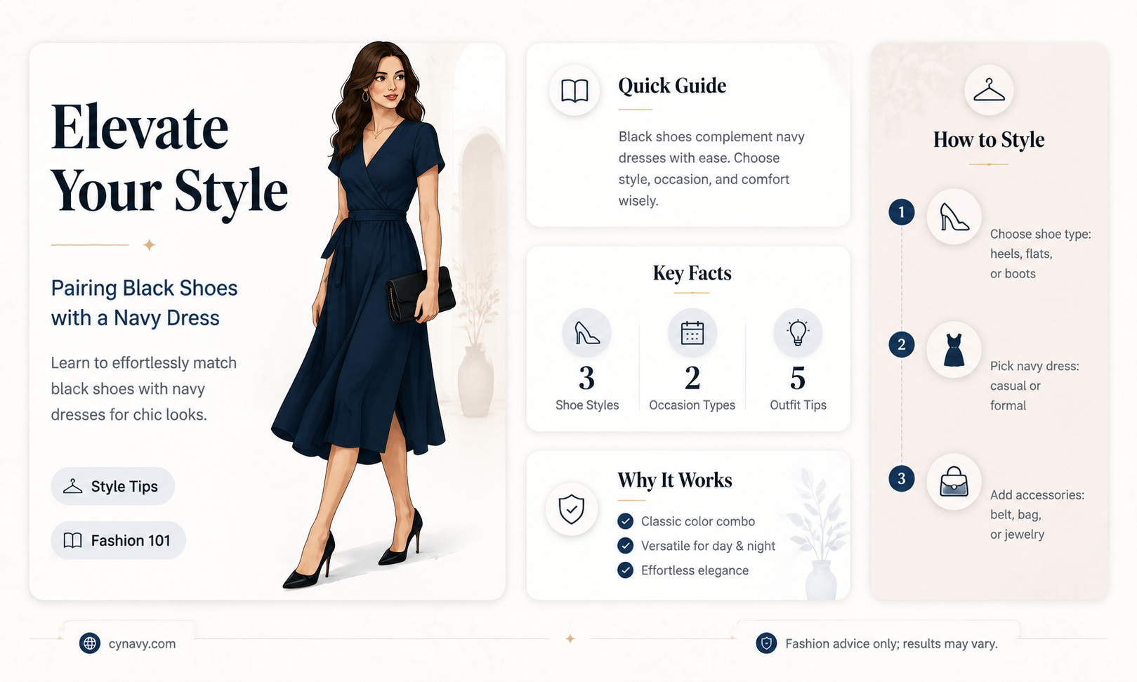 can black shoes go with a navy dress