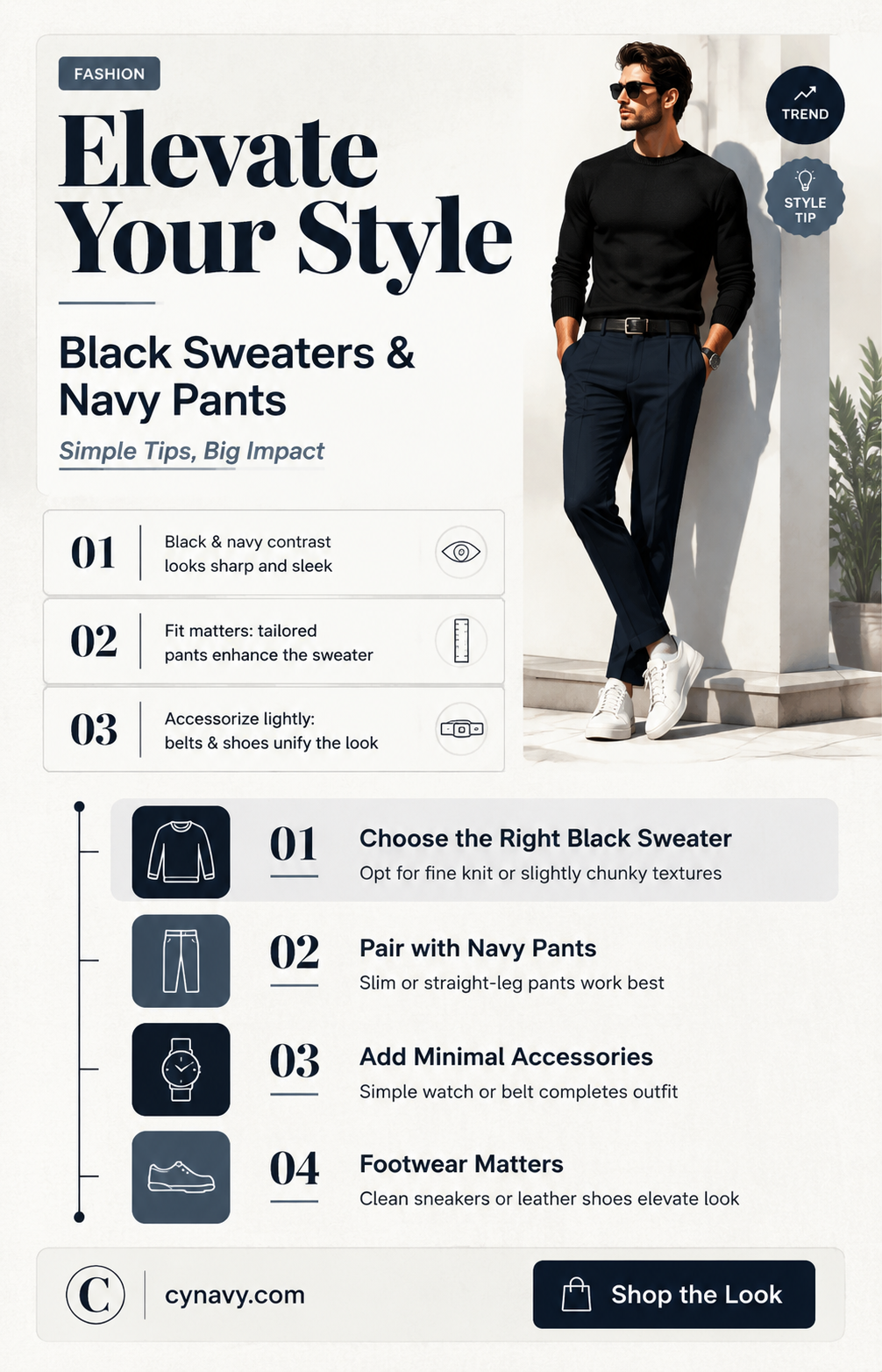 can i wear a black sweater with navy pants