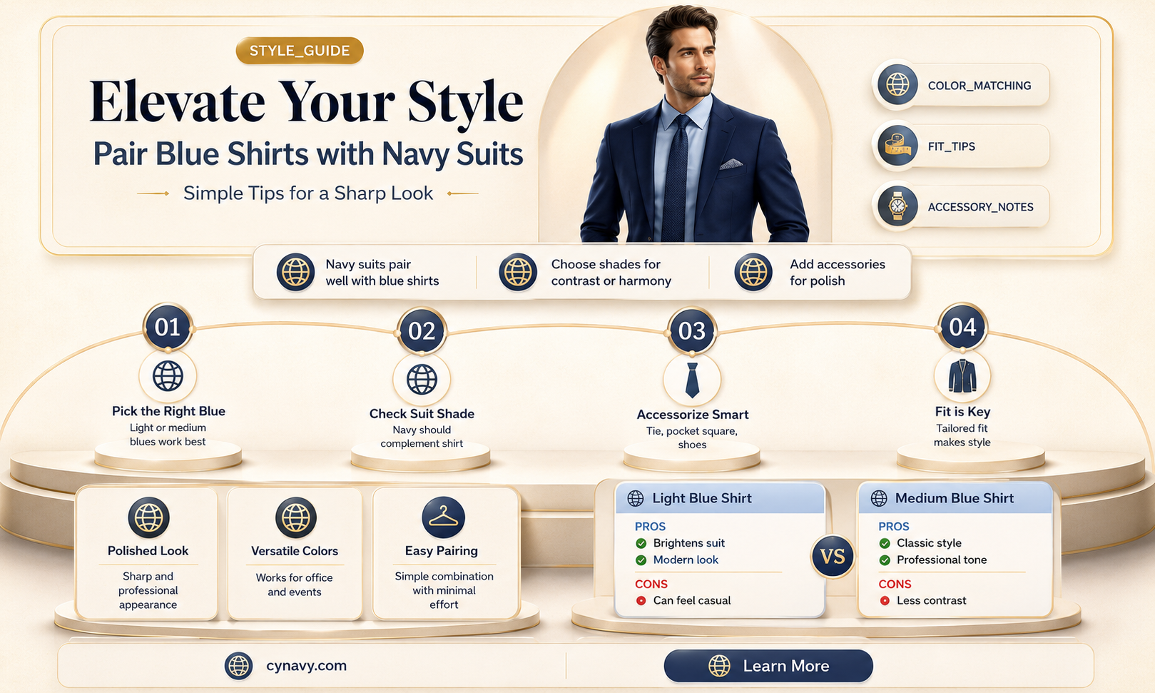 can you wear a blue shirt with a navy suit