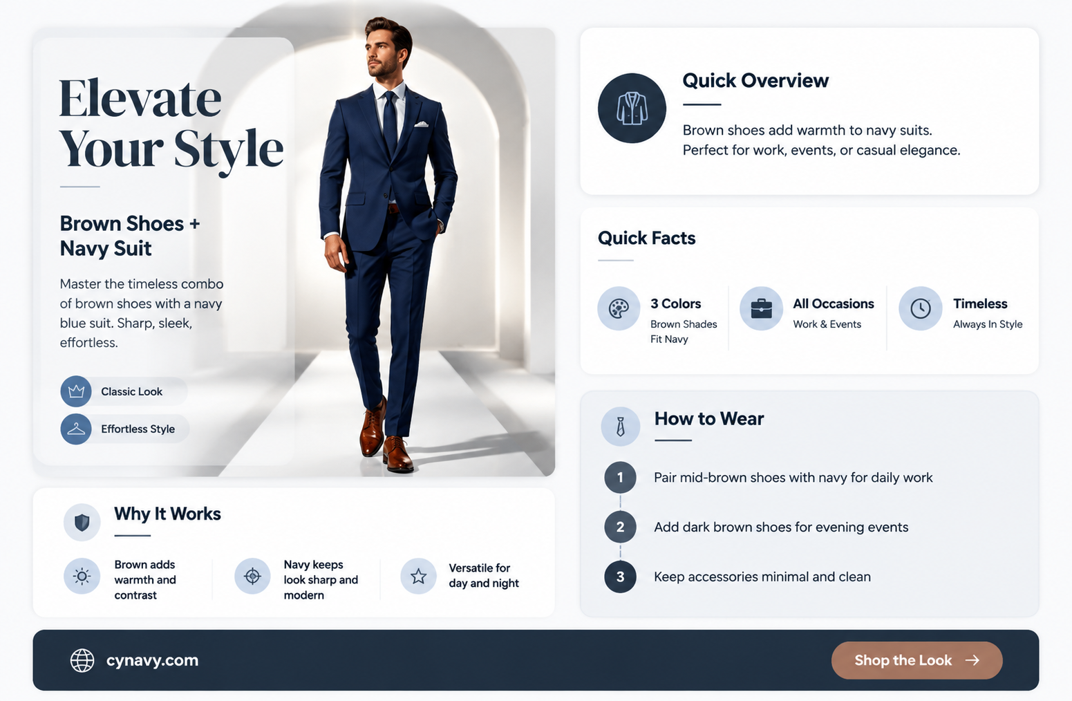 can brown shoes be worn with a navy blue suit