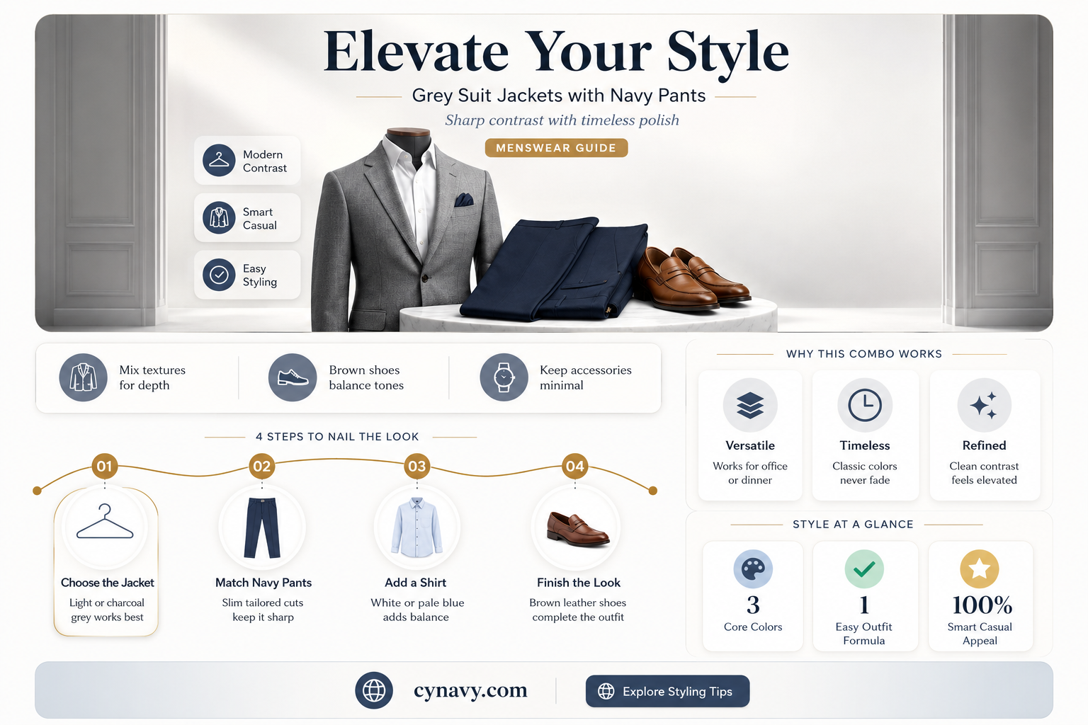 can you wear a grey suit jacket with navy pants