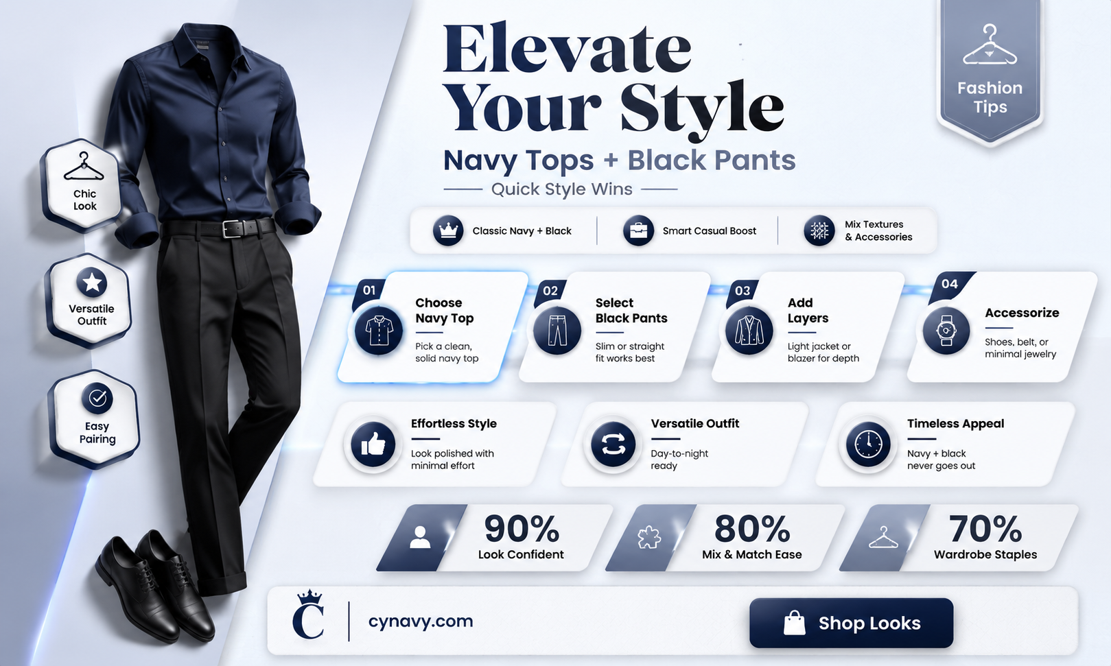 can i wear navy top with black pants