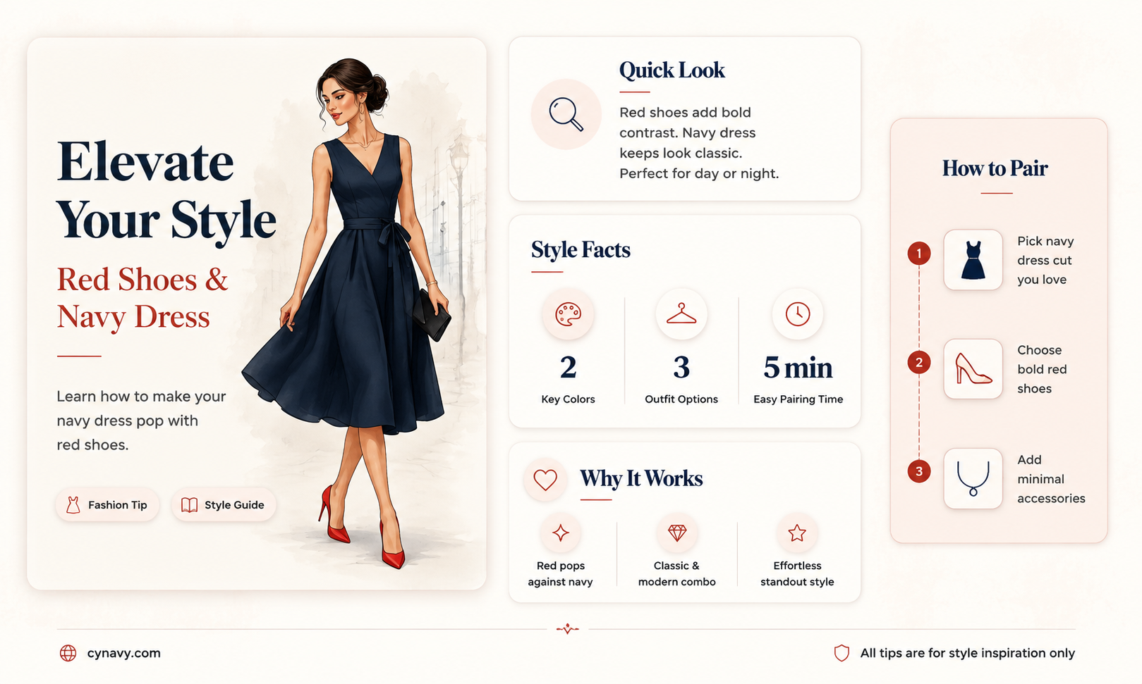 can i wear red shoes with a navy blue dress
