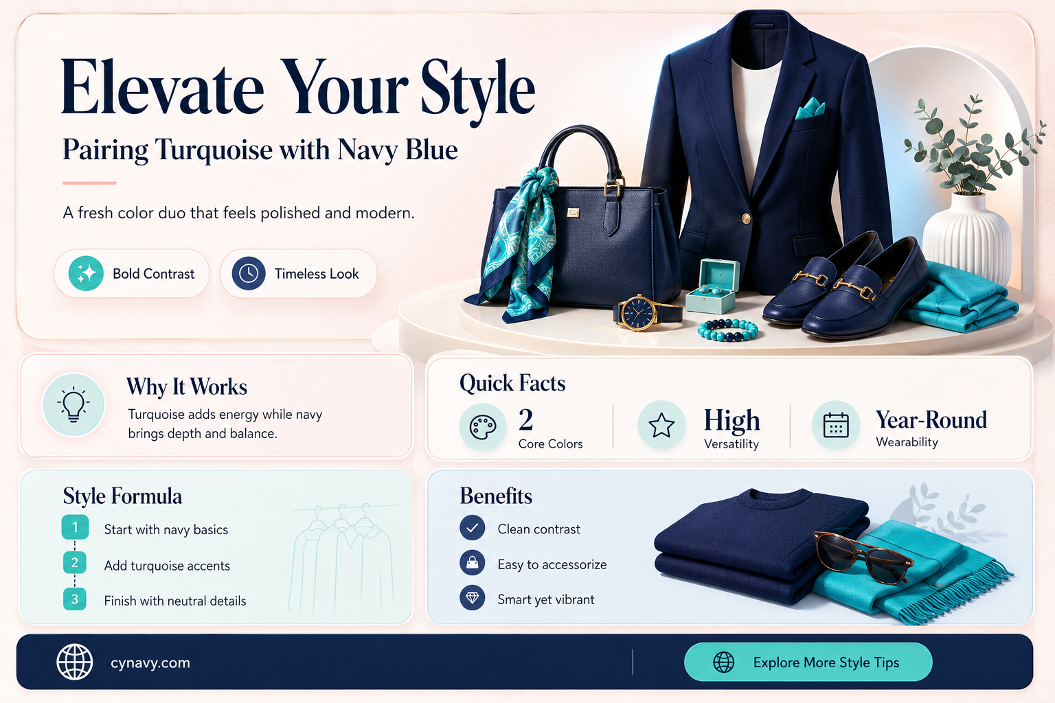 can you wear tourquoise with navy blue