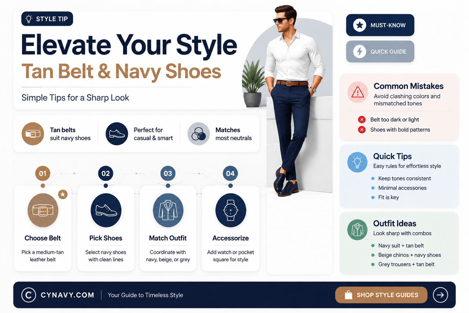 can i wear a tan belt with navy shoes