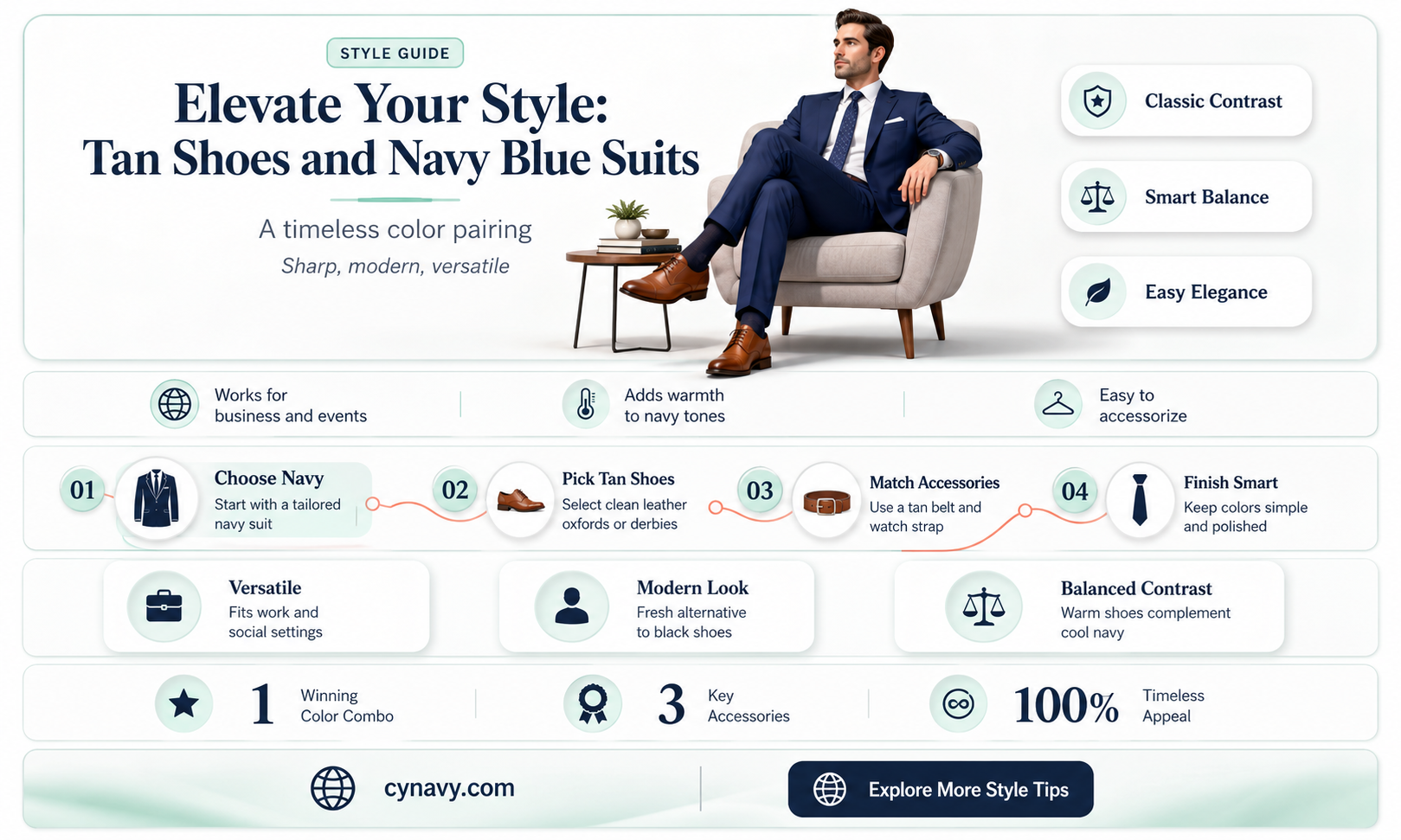 can you wear tan shoes with a navy blue suit