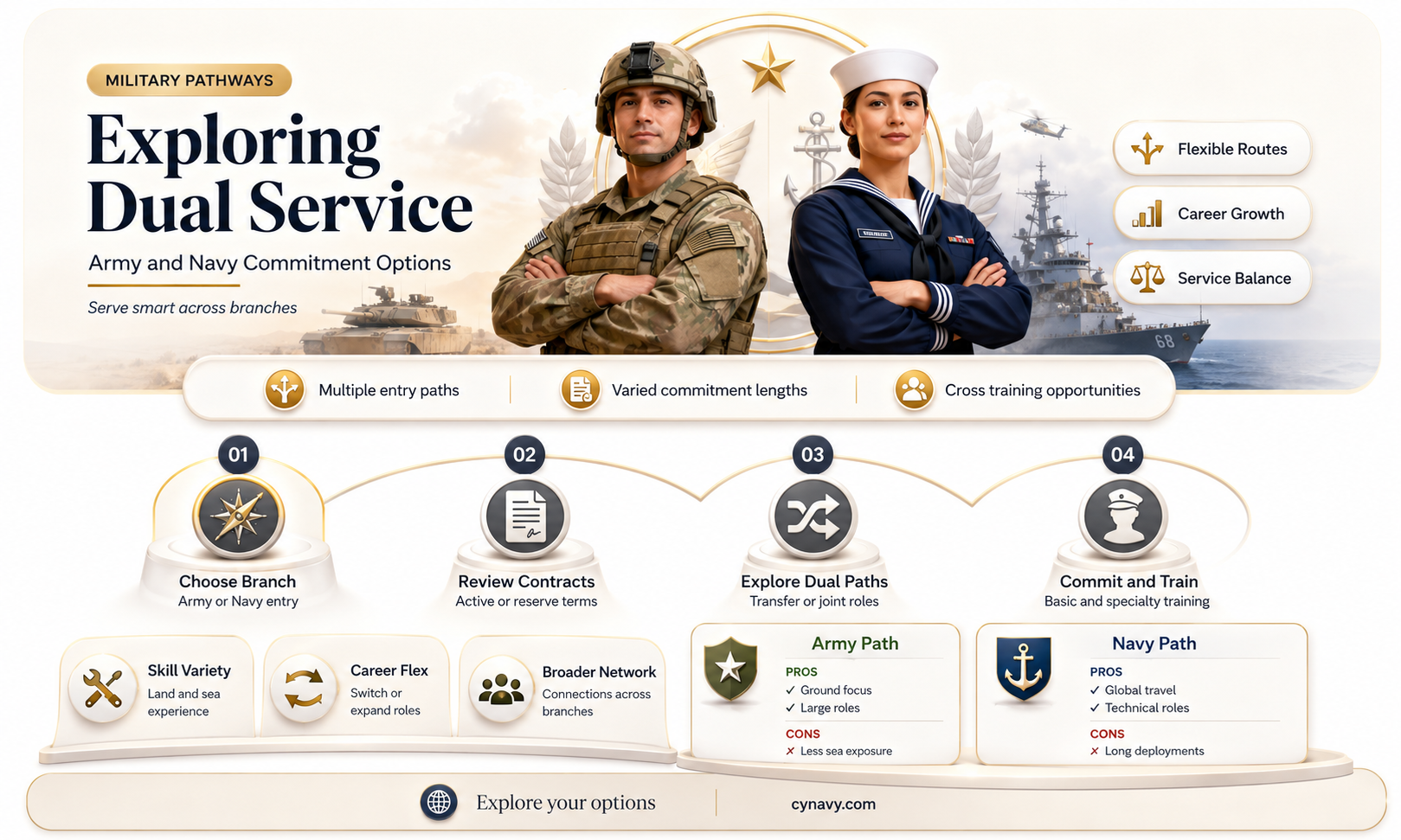 can u serve 8 yrs in the army and navy