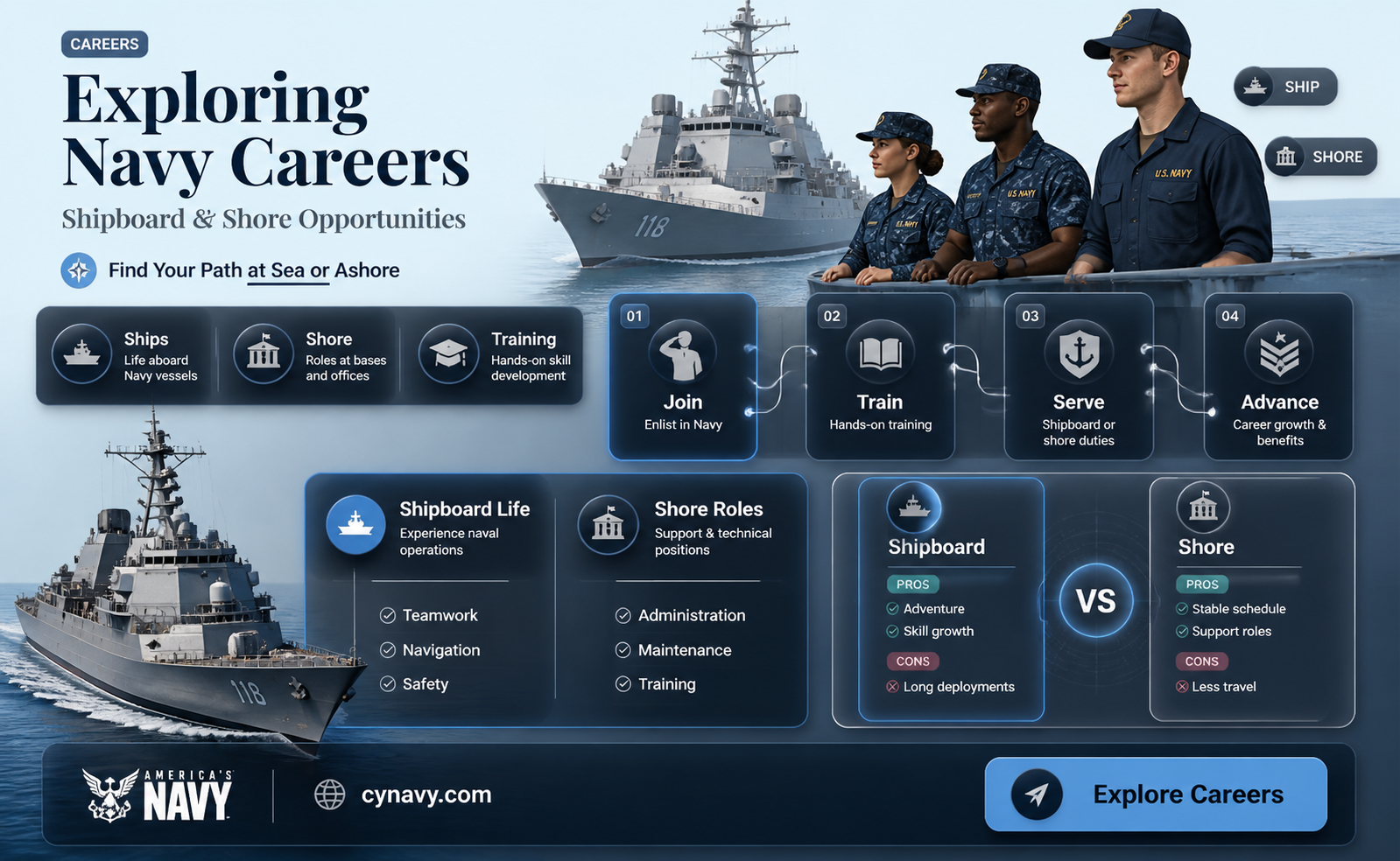 are all navy jobs on a ship