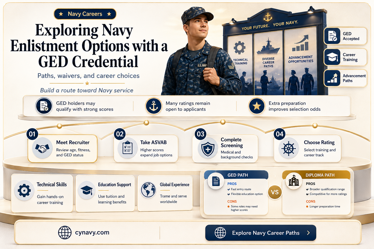 can you go into the navy with a ged