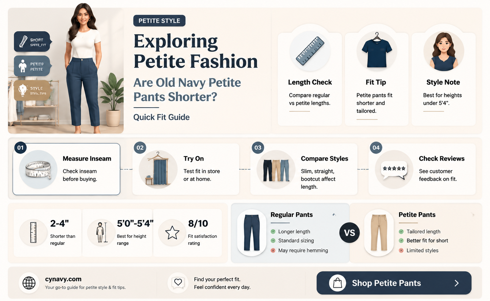 are old navy petite pants shorter