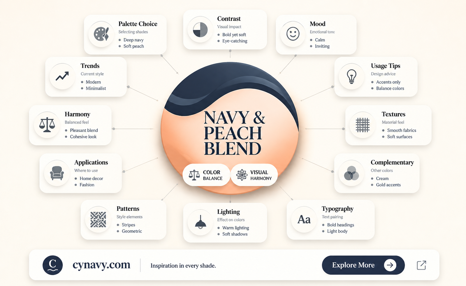 are navy blue and peach good color combination