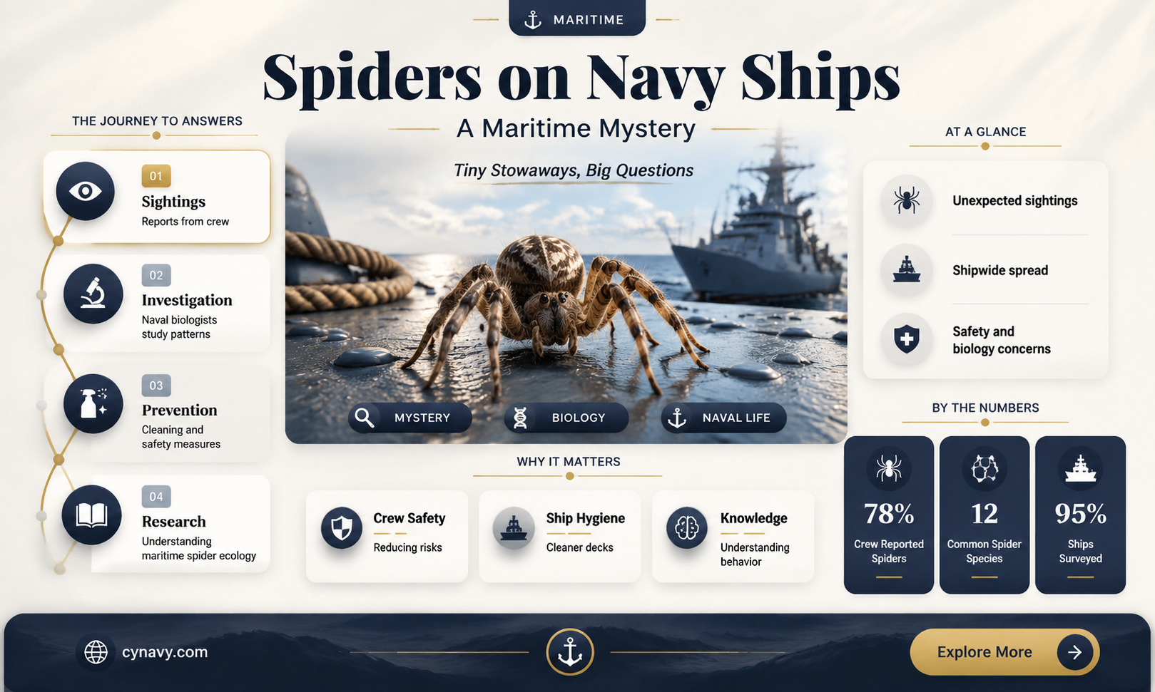 are there spiders on navy ships