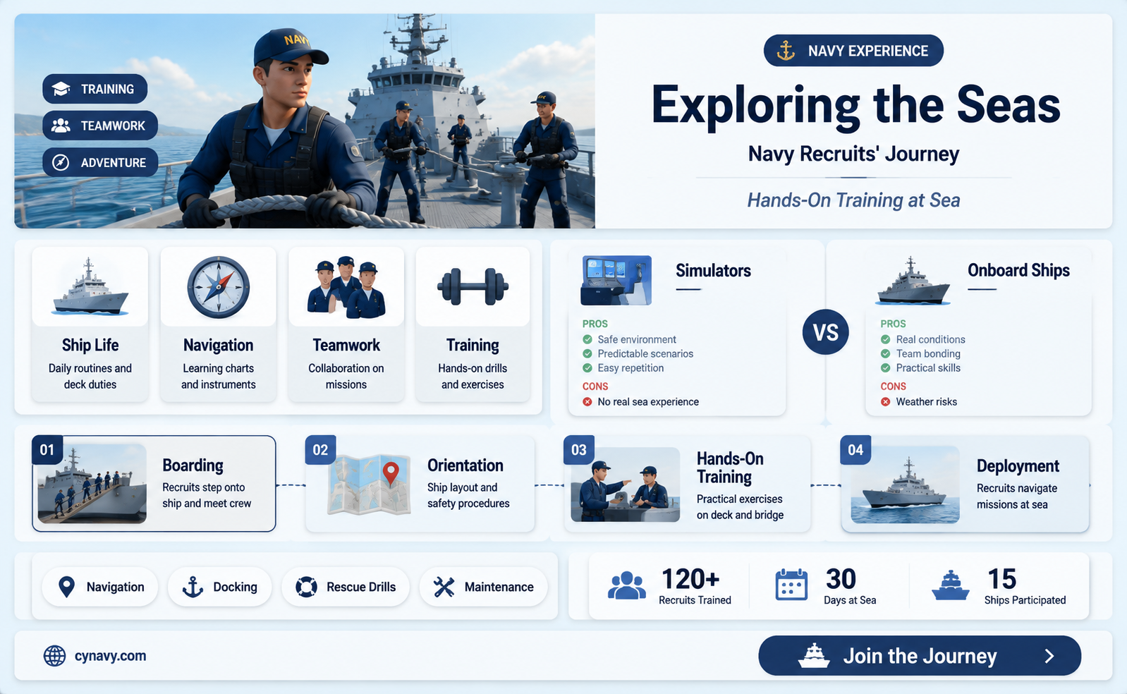 are navy recruits on actual ships